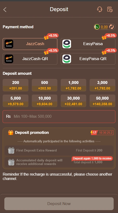 Deposit methods in hc777 game