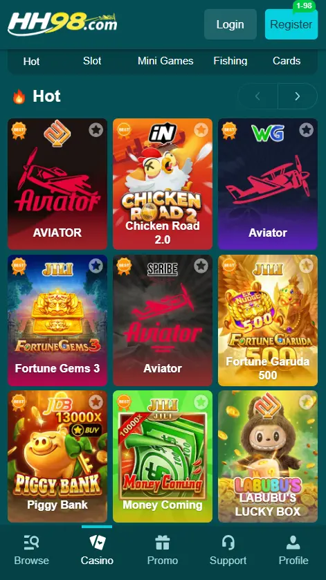 Hot games on HH98 APK