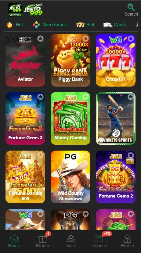 Hot games on JEETO999