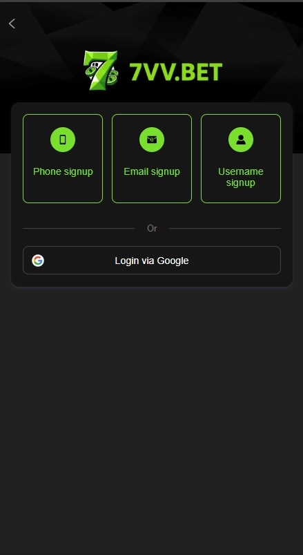 Registration on 7VVBET Game