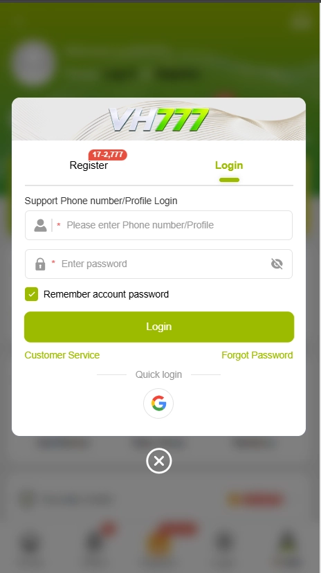 Registration on VH777
