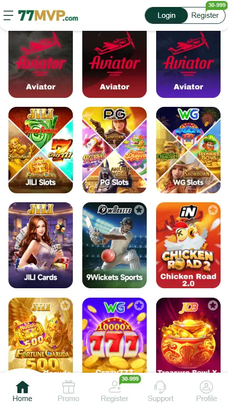 Hot games on 77MVP APK