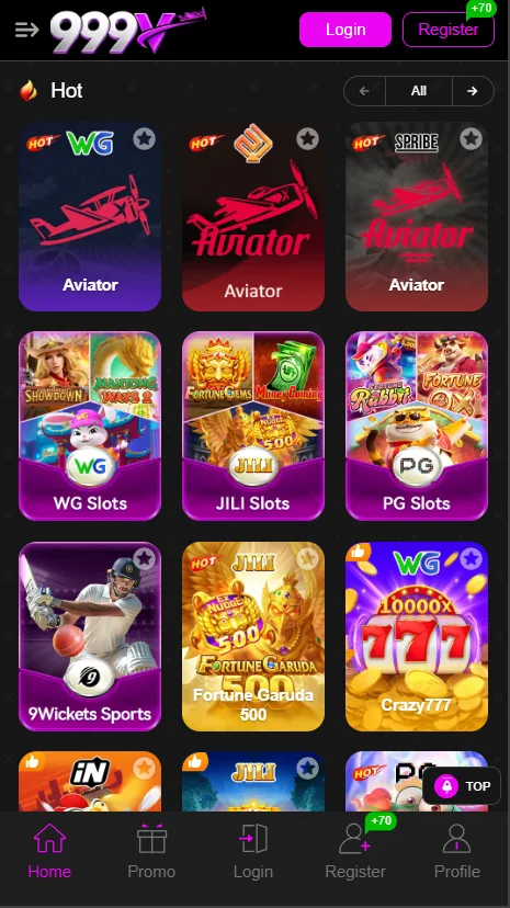Hot games on 999V APK